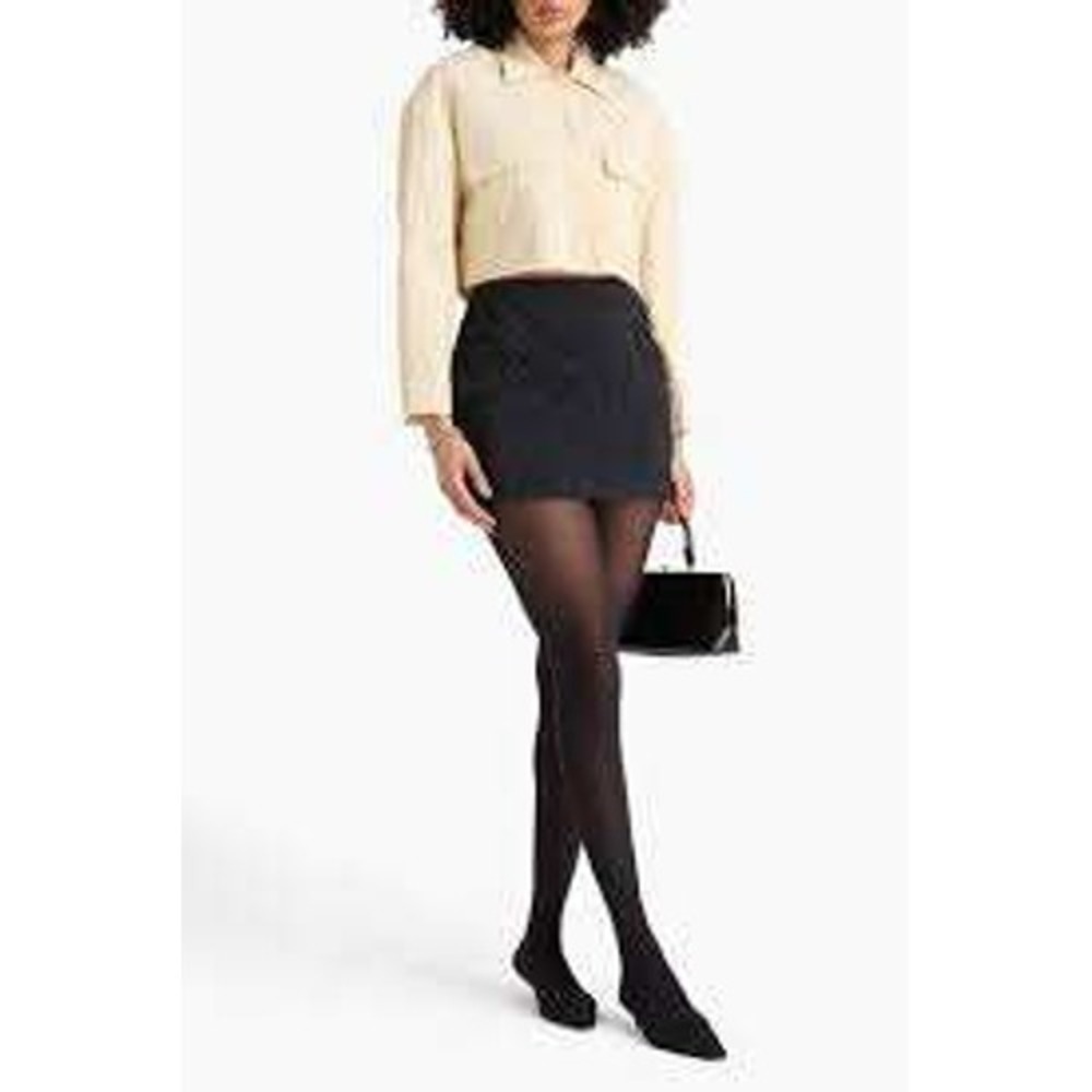 NWT Fede Nanushka Seersucker Mini Skort L Dark Brown Textured Luxury Designer